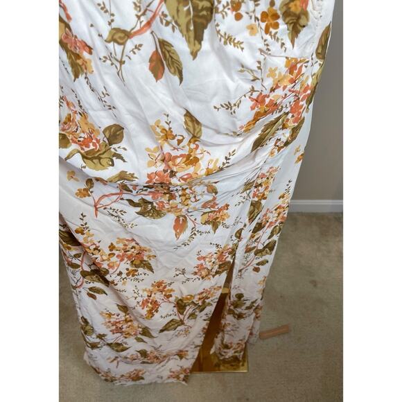 Reformation Senna Floral Ruched High Neck High Slit Bella Maxi Dress Size 18 - Picture 8 of 11